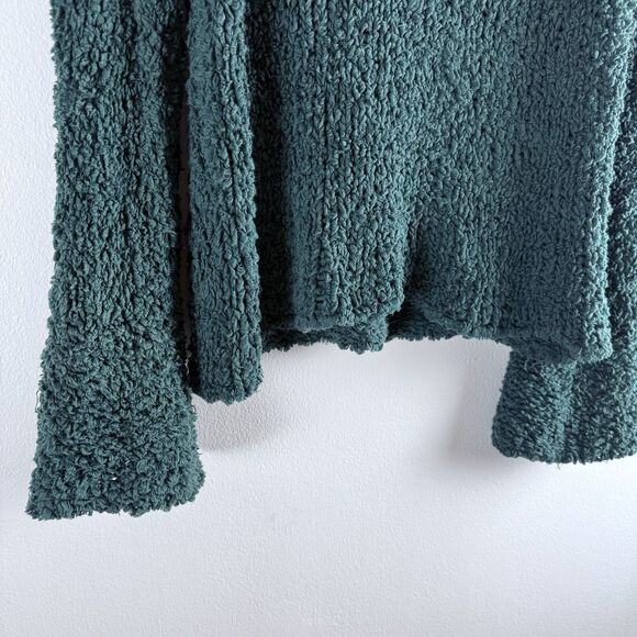 Free People Dune Bell Sleeved Green Oversized Cropped Knit V Neck Sweater S - Picture 8 of 15